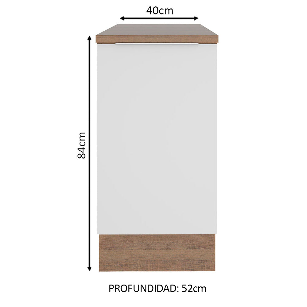 Gabinete Bajo 40 cm 1 Puerta Marrón/Blanco Stella Madesa