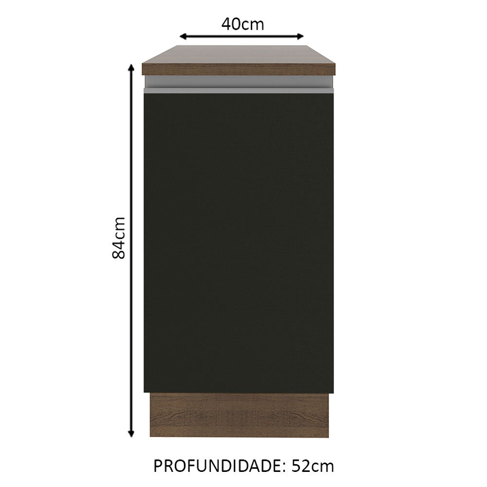 Gabinete Bajo 40 cm 1 Puerta Marrón/Negro Glamy Madesa
