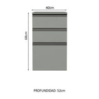 Gabinete Bajo 40 cm 3 Cajones Gris Nice Madesa