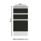 Gabinete Bajo 40 cm 3 Cajones Blanco/Negro Glamy Madesa
