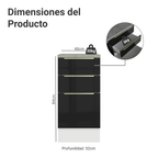 Gabinete Bajo 40 cm 3 Cajones Blanco/Negro Lux Madesa