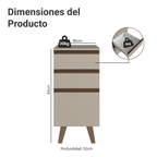 Gabinete Bajo 40 x 52 cm 3 Cajones con Patas Crema Nice Madesa