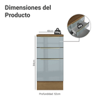 Gabinete Bajo 40 cm 3 Cajones Marrón/Gris Lux Madesa