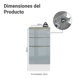 Gabinete Bajo de Cocina 40 cm 3 Cajones Blanco/Gris Lux Madesa