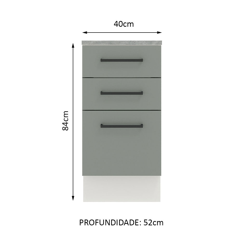 Gabinete Bajo 40 cm 3 Cajones Blanco/Gris Agata Madesa
