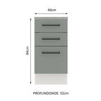 Gabinete Bajo 40 cm 3 Cajones Blanco/Gris Agata Madesa