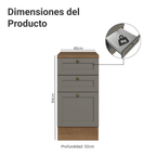 Gabinete Bajo 40 cm 3 Cajones Marrón/Gris Vik Madesa