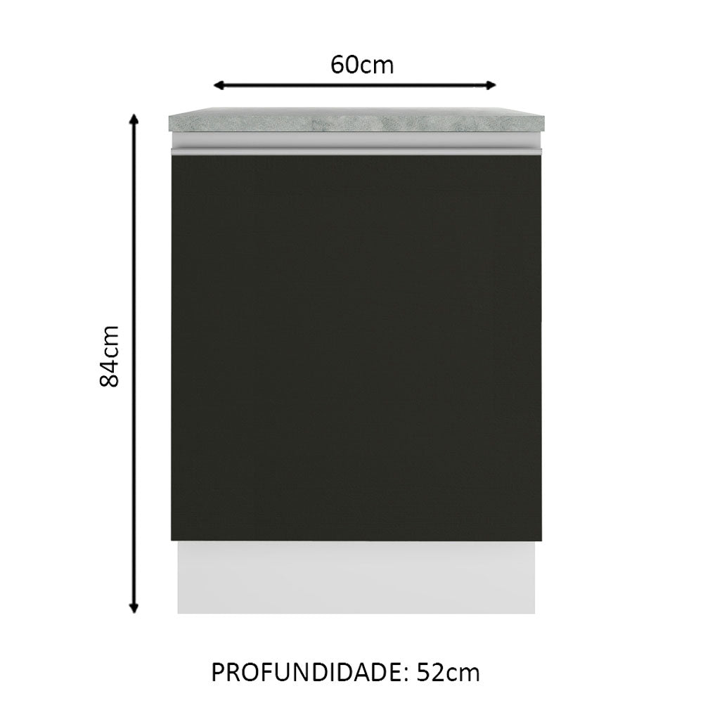 Gabinete Bajo 60 cm 1 Puerta Blanco/Negro Glamy Madesa