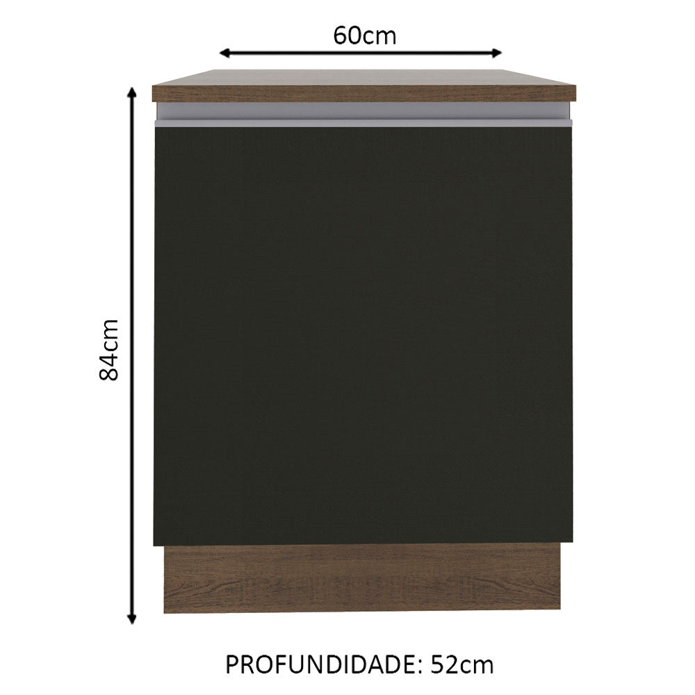 Gabinete Bajo 60 cm 1 Puerta Marrón/Negro Glamy Madesa