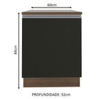 Gabinete Bajo 60 cm 1 Puerta Marrón/Negro Glamy Madesa