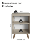 Gabinete Bajo 60 x 52 cm 1 Puerta con Patas Crema Nice Madesa