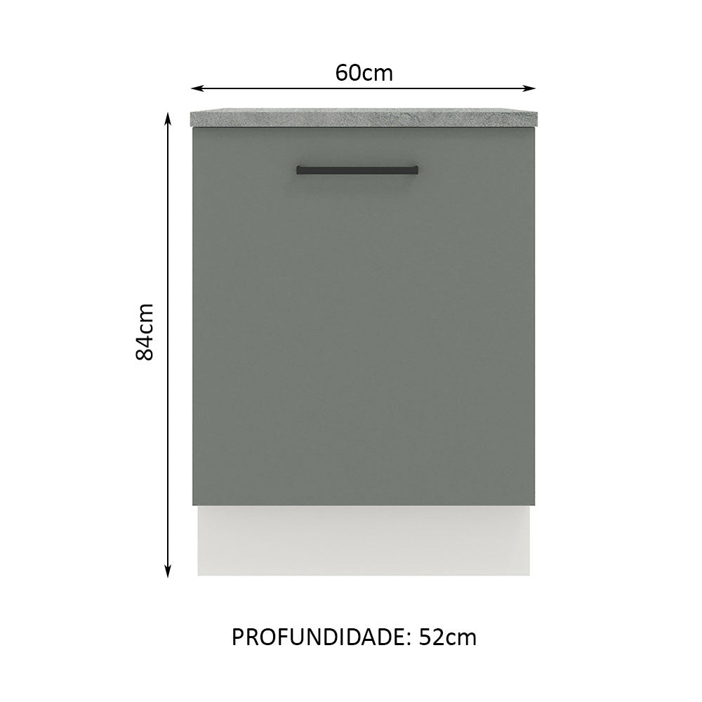 Gabinete Bajo 60 cm 1 Puerta Agata Blanco/Gris