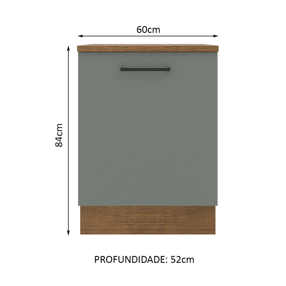 Gabinete Bajo 60 cm 1 Puerta Marrón/Gris Agata