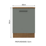 Gabinete Bajo 60 cm 1 Puerta Marrón/Gris Agata