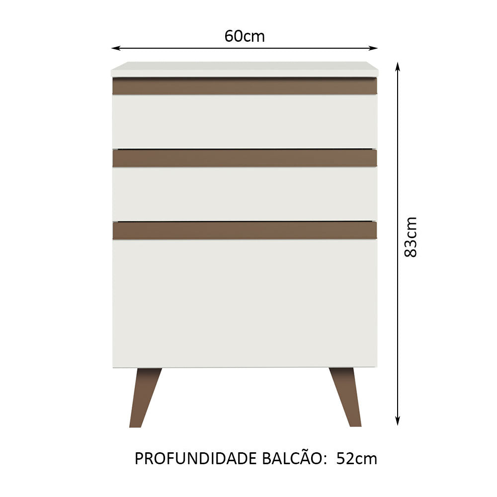 Gabinete Bajo 60 cm 3 Cajones Blanco Reims Madesa