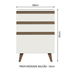 Gabinete Bajo 60 cm 3 Cajones Blanco Reims Madesa
