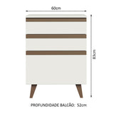 Gabinete Bajo Reims 60 cm 3 Cajones Blanco