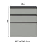 Gabinete Bajo 60 cm 3 Cajones Gris Nice Madesa