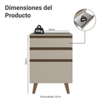 Gabinete Bajo 60 x 52 cm 3 Cajones con Patas Crema Nice Madesa