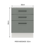 Gabinete Bajo 60 cm 3 Cajones Blanco/Gris Agata Madesa