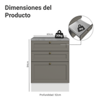 Gabinete Bajo 60 cm 3 Cajones Blanco/Gris Vik Madesa