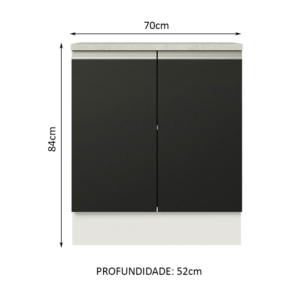 Gabinete Bajo 70 cm 2 Puertas Blanco/Negro Glamy Madesa