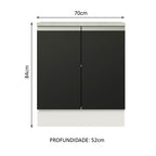 Gabinete Bajo 70 cm 2 Puertas Blanco/Negro Glamy Madesa