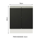 Gabinete Bajo 70 cm 2 Puertas Blanco/Negro Glamy