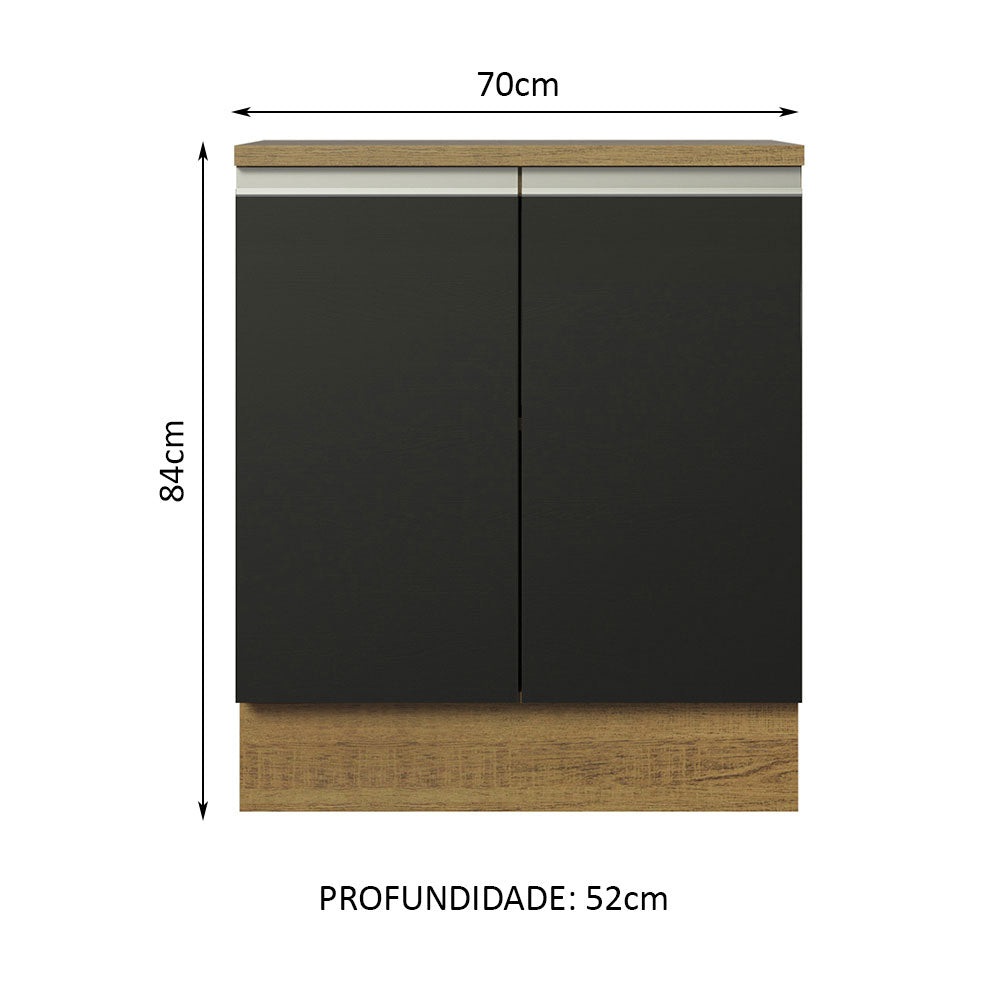 Gabinete Bajo 70 cm 2 Puertas Marrón/Negro Glamy Madesa