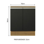 Gabinete Bajo 70 cm 2 Puertas Marrón/Negro Glamy Madesa