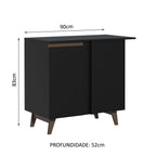 Gabinete Bajo Esquinero 90 cm 1 Puerta Negro Reims Madesa