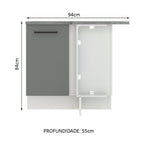 Gabinete Bajo Esquinero 94 cm 1 Puerta Blanco/Gris Agata Madesa