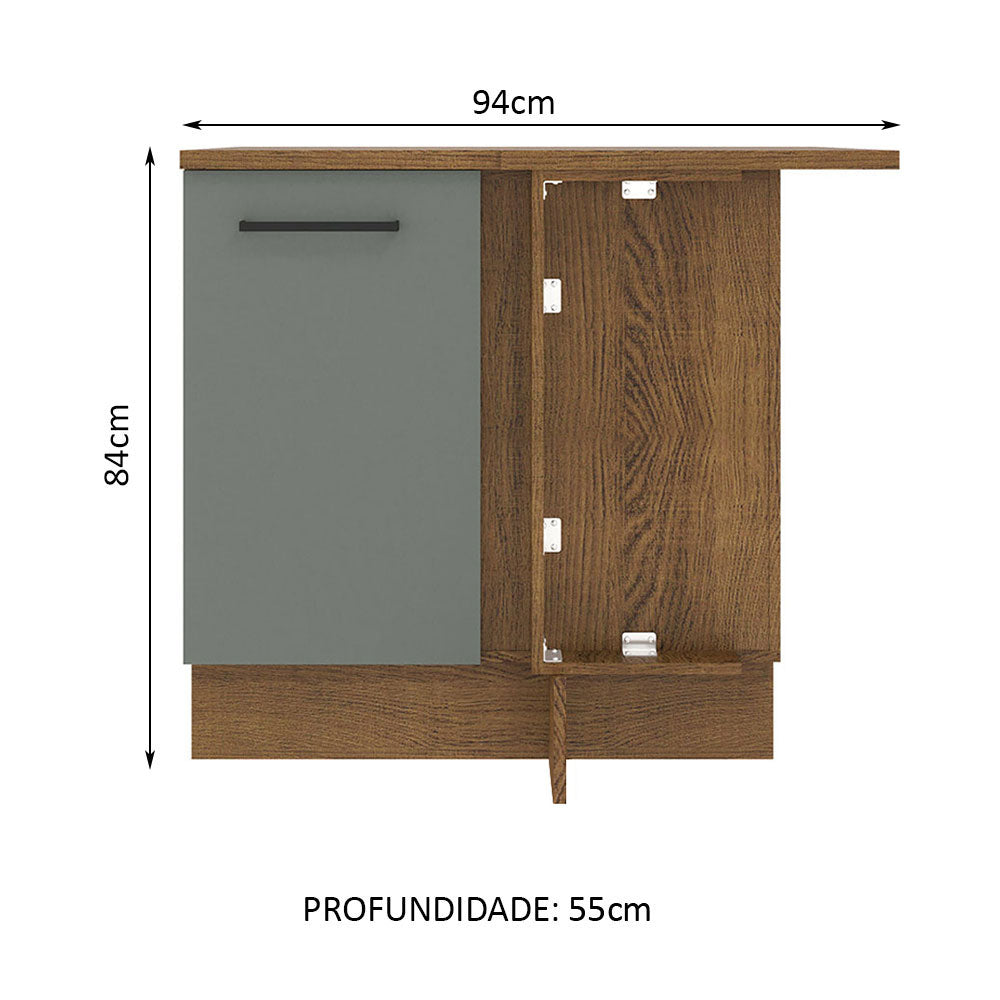 Gabinete Bajo Esquinero 94 cm 1 Puerta Marrón/Gris Agata Madesa