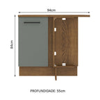 Gabinete Bajo Esquinero 94 cm 1 Puerta Marrón/Gris Agata Madesa