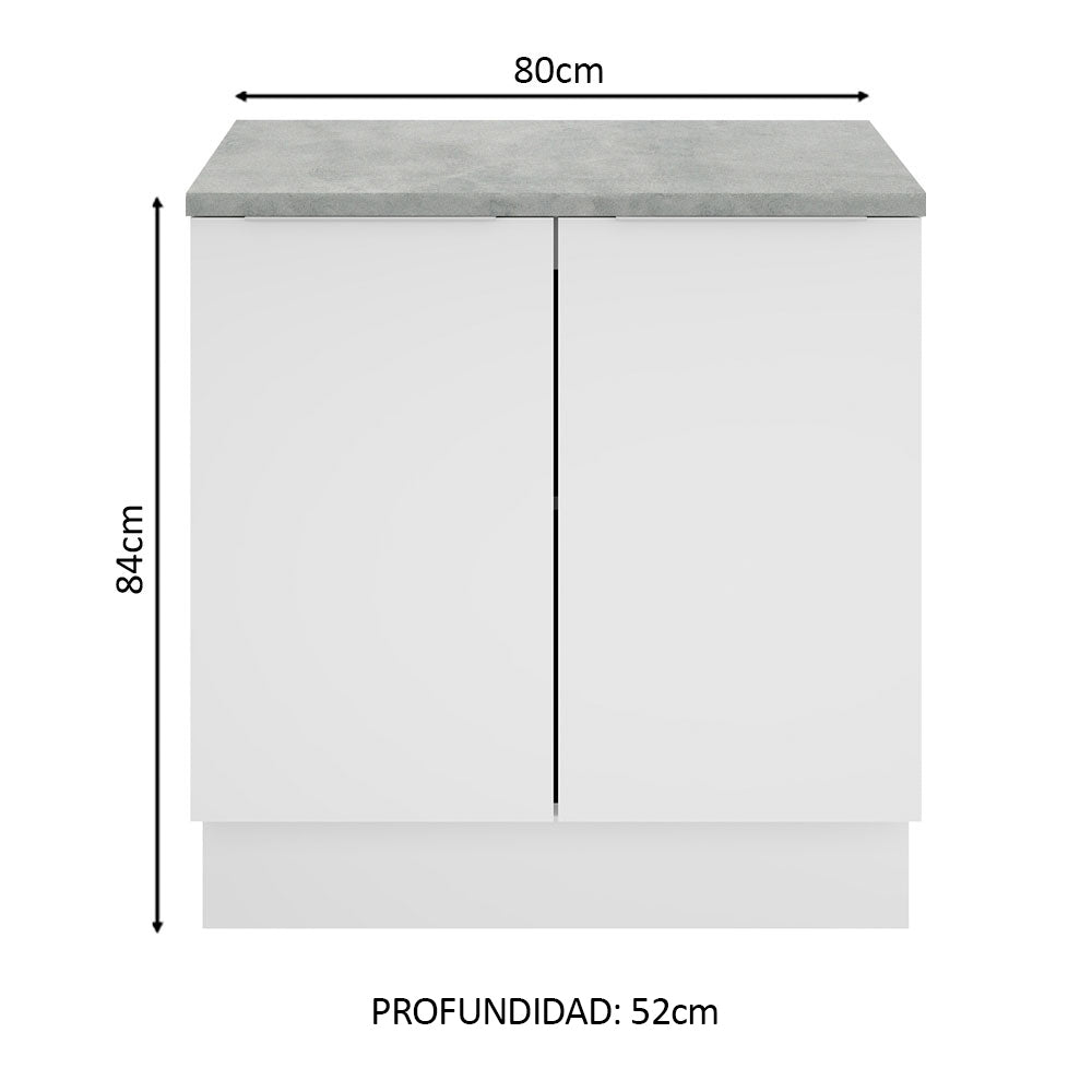 Gabinete Bajo 80 cm 2 Puertas Blanco Stella Madesa