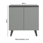 Gabinete Bajo 80 x 52 cm 2 Puertas con Patas Gris Nice Madesa
