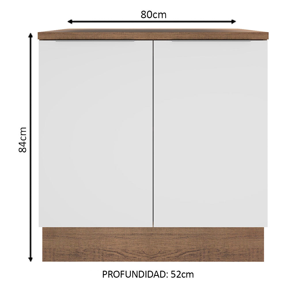 Gabinete Bajo 80 cm 2 Puertas Marrón/Blanco Stella Madesa