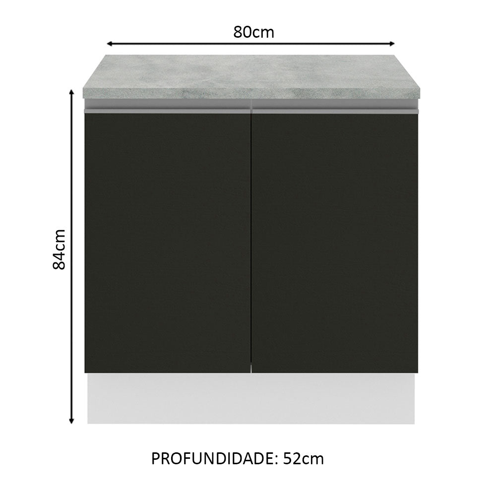 Gabinete Bajo 80 cm 2 Puertas Blanco/Negro Glamy Madesa