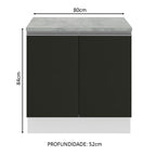 Gabinete Bajo 80 cm 2 Puertas Blanco/Negro Glamy Madesa