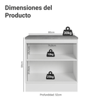 Gabinete Bajo 80 cm 2 Puertas Blanco/Negro Lux Madesa