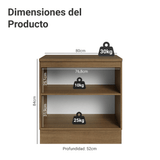 Gabinete Bajo de Cocina 80 cm 2 Puertas Marrón/Negro Lux Madesa