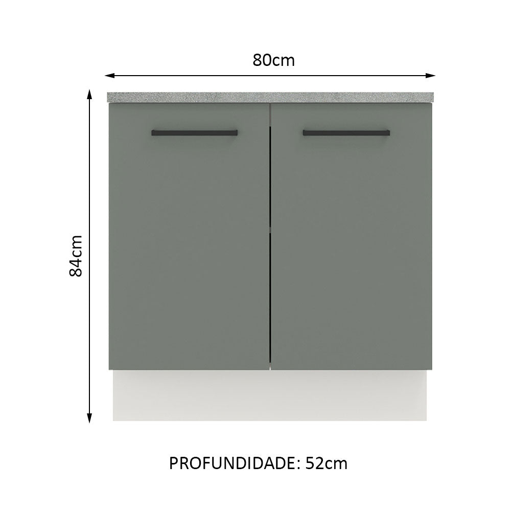 Gabinete Bajo 80cm 2 Puertas Blanco/Gris Agata