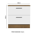 Gabinete Bajo 80 cm 2 Cajones Marrón/Blanco Agata Madesa