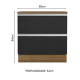 Gabinete Bajo 80 cm 2 Cajones Glamy Marrón/Negro