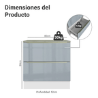 Gabinete Bajo 80 cm 2 Cajones Blanco/Gris Lux Madesa