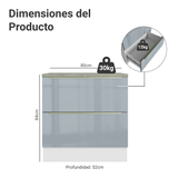 Gabinete Bajo de Cocina 80 cm 2 Cajones Blanco/Gris Lux Madesa
