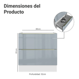 Gabinete Bajo de Cocina 80 cm 2 Cajones (Sin Encimera) Blanco/Gris Lux Madesa