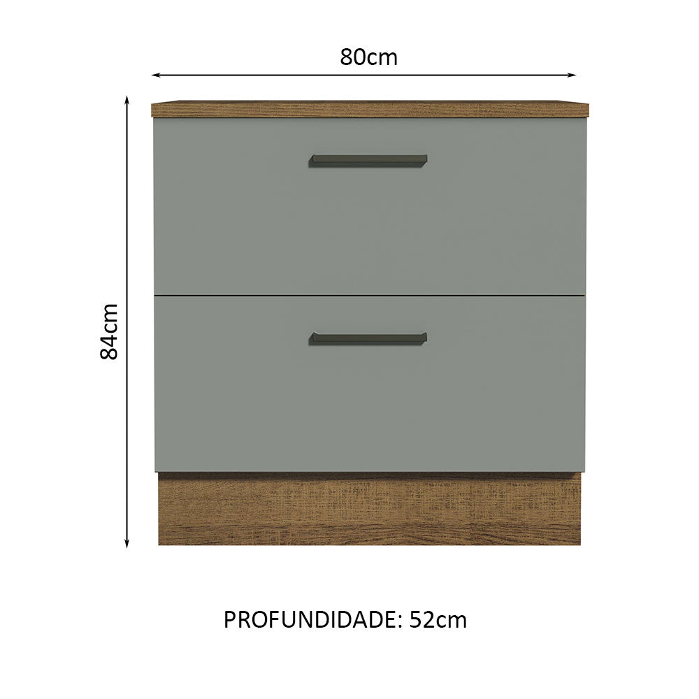 Gabinete Bajo 80 cm 2 Cajones Marrón/Gris Agata Madesa