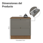 Gabinete Bajo 80 cm 2 Cajones Marrón/Gris Vik Madesa