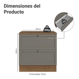 Gabinete Bajo de Cocina 80 cm 2 Cajones Marrón/Gris Vik Madesa